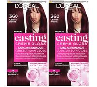 L’ORÉAL PARIS - Coloration Cheveux Semi-Permanente Ton sur Ton - Couleur Soin Gloss - Sans Ammoniaque - Casting Crème Gloss - Nuance : Cerise Noire (3.60) (Lot de 2)