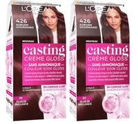 L’ORÉAL PARIS - Coloration Cheveux Semi-Permanente Ton sur Ton - Couleur Soin Gloss - Sans Ammoniaque - Casting Crème Gloss - Nuance : Auburn Gourmand (426) (Lot de 2)