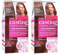 L’ORÉAL PARIS - Coloration Cheveux Semi-Permanente Ton sur Ton - Couleur Soin Gloss - Sans Ammoniaque - Casting Crème Gloss - Nuance : Chocolat Epicé (554) (Lot de 2)