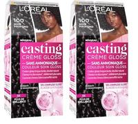 L’ORÉAL PARIS - Coloration Cheveux Semi-Permanente Ton sur Ton - Couleur Soin Gloss - Sans Ammoniaque - Casting Crème Gloss - Nuance : Noir Profond (1.0) (Lot de 2)
