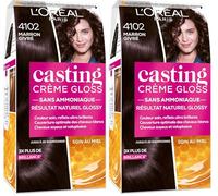 L’ORÉAL PARIS - Coloration Cheveux Semi-Permanente Ton sur Ton - Couleur Soin Gloss - Sans Ammoniaque - Casting Crème Gloss - Nuance : Marron Givré (4102) (Lot de 2)