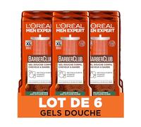 L’Oréal Paris Men Expert Barber Club Gel Douche Corps, Cheveux & Barbe Homme 3 en 1-300 ml - Lot de 6