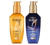 L’ORÉAL PARIS - Routine Huiles Cheveux - Jour et Nuit - Tous Types de Cheveux - Elseve Huile Extraordinaire - Huile Soin Sublimateur Universel + Sérum Capillaire de Nuit - Elseve Huile Extraordinaire