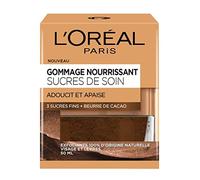 L’Oréal Paris - Soin Gommage Nourrissant pour Visage & Lèvres - Exfoliant, Adoucissant & Apaisant - Aux 3 Sucres Fins & Beurre de Cacao - Tous Types de Peaux - Sucres de Soin - 50 ml