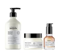 L’Oréal Professionnel, Routine Anti-Casse pour Cheveux Abîmés & Cassants, Colorés ou Naturels, Renforce & Protège, Brillance & Couleur Intense, Métal Detox, Série Expert