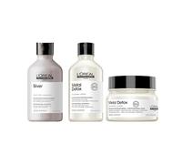 L’Oréal Professionnel, Routine Silver Anti-Métal pour Cheveux Gris à Blancs, Abîmés & Cassants, Shampoing Déjaunissant + Crème Lavante Anti-Métal + Masque Protecteur Anti-Dépôt