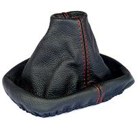 L&P A0039 Soufflet Sac Manchette manchon de commutation 100% cuir véritable veritable noir noire couture fil rouge transmission manuelle boîte boite vitesse vitesses changement vitesse