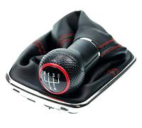 L&P A251-1 Soufflet Levier de Vitesse Pommeau de Vitesse 23mm compatible avec VW Golf 4 IV Boite 5 avec Cadre Plug & Play Pièce de rechange pour 1J071113 Noir Rouge et Chrome