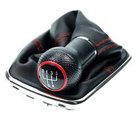 L&P A253-1 Soufflet Levier de Vitesse Pommeau de Vitesse 12mm compatible avec VW Golf 4 IV Boite 5 avec Cadre Plug & Play Pièce de rechange pour 1J071113 Noir Chrome Rouge
