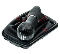 L&P A253-3 Soufflet Levier de Vitesse Pommeau de Vitesse 12mm compatible avec VW Golf 4 IV Boite 5 avec Cadre Plug & Play Pièce de rechange pour 1J071113 Noir Rouge