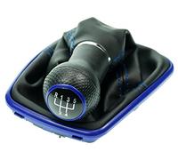 L&P A253-5 Soufflet Levier de Vitesse Pommeau de Vitesse 12mm compatible avec VW Golf 4 IV Boite 5 avec Cadre Plug & Play Pièce de rechange pour 1J071113 Noir Bleu