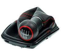 L & P Car Design L&P A253-4 Soufflet Levier de Vitesse Pommeau de Vitesse 12mm compatible avec VW Golf 4 IV Boite 5 avec Cadre Plug & Play Pièce de rechange pour 1J071113 Noir Rouge