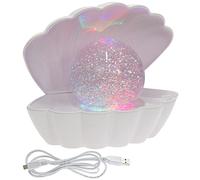L & P Home & Gifts Lesser & Pavey Lampe d'ambiance à changement de couleur en forme de coquillage à paillettes blanches (LP49420)