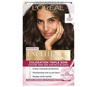 L' PARIS - Couleur Intense et Durable 3 Châtain Foncé, Couvre 100% Cheveux Blancs, Crème Excellence - Le lot de 2