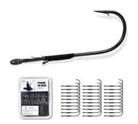 L PATTERN Hameçons Offset 30pcs par Boîte, Acier Carbone & Revêtement Nickel Noir, Hameçons pour Leurres Souples pour Texas Rig, Wacky & Drop Shot (1#-5/0), #1/0