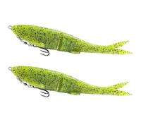 L PATTERN Leurre de pêche en caoutchouc pour brochet 12/17 cm 11/35 g, avec crochet à tête plombée et hameçon triplé, Softbait pour sandre, perche, truite, appât pour la pêche, Dropshot - Vert