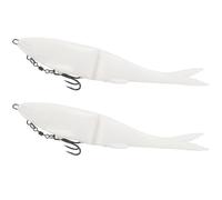 L PATTERN Leurre de pêche en caoutchouc pour brochet 12/17 cm 11/35 g, avec crochet à tête plombée et hameçon triplé, Softbait pour sandre, perche, truite, appât pour la pêche, Dropshot blanc, 120 mm