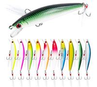 L PATTERN Lot de 10 leurres de pêche Leurres de pêche Crankbait Brochet Leurres de pêche Minnow Eau douce Eau salée Pêche Cadeau pour truite, perche, saumon, E Set