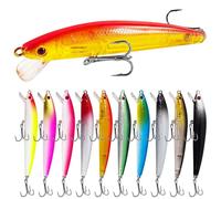 L PATTERN Lot de 10 leurres de pêche Leurres de pêche Crankbait Brochet Leurres de pêche Minnow Eau douce Eau salée Pêche Cadeau pour truite, perche, saumon, C Set