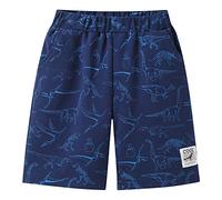 L PATTERN Shorts Garçon Imprimés de Dessin Animé Bermuda Enfant Outwear de Sport Pantalons à Cinq Points Minces d’Été, Bleu Foncé, 130/6-7 Ans