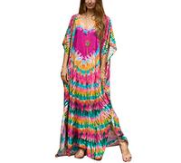 L-Peach Femmes Caftan Maxi Surdimensionné Chemise de Nuit Bohemian Kimono Vêtements de Nuit Biniki Couverture Ups Sarong Paréo