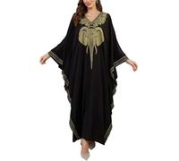 L-Peach Femmes Robe longue caftan brodée pour la plage - Vêtement de détente à domicile - Robes amples pour se couvrir, Taille unique