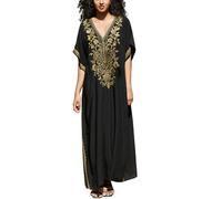 L-Peach Femmes Robe longue caftan brodée pour la plage - Vêtement de détente à domicile - Robes amples pour se couvrir, Taille unique