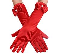 L-Peach Filles Gants de Soirée Longue en Satin Gant Mariage Satin Accessoire de Robe pour Halloween Party Carnaval Cosplay 3-15 ans