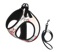 L Pet Laisse gilet et harnais pour chien - Ensemble de laisse réfléchissante et réglable pour la Saint-Valentin Motif arbre de vélo Rouge
