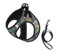L Pet Laisse gilet et harnais pour chien - Ensemble laisse de petite taille imprimé cactus aquarelle réfléchissant, réglable pour chats et chiens