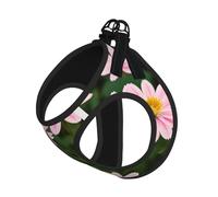 L Pet Laisse Gilet & Harnais pour Chien - Ensemble de Laisse Imprimé Fleurs Rose Blanc Or avec Boucle, Compagnon Canin Voyage en Plein Air