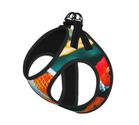 L Pet Laisse Gilet & Harnais pour Chien - Ensemble de Laisse Imprimé Poisson Koï Petite Taille avec Boucle, Compagnon Canin Voyage en Plein Air