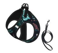 L Pet Laisse Gilet Harnais pour Chien - Petite Taille Arbre de Noël Imprimé Laisse Ensemble avec Boucle, Compagnon Canin Outdoor Chien Promenade
