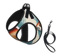 L Pet Laisse Gilet Harnais pour Chien - Petite Taille Belle Imprimé Poisson Laisse Ensemble avec Boucle, Compagnon Canin Outdoor Chien Promenade
