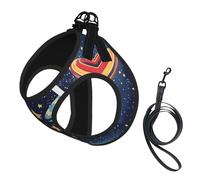 L Pet Laisse Gilet Harnais pour Chien - Petite Taille Imprimé Ciel Étoilé Univers Espace Laisse Ensemble avec Boucle, Compagnon Canin Outdoor Dog Promenade