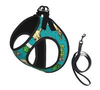 L Pet Laisse Gilet & Harnais pour Chien - Petite Taille Mignon Cactus et Crâne de Taureau Imprimé Laisse avec Boucle, Compagnon Canin Voyage en Plein Air