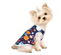 L Pet T-shirt respirant sans manches - Doux drôle chats oiseaux et fleurs imprimé gilet extensible pour chiens et chats, débardeur léger