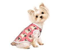 L Pet T-shirt respirant sans manches - Doux et drôle de dessin animé carlin chiot imprimé gilet extensible pour chiens et chats, débardeur léger