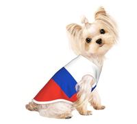 L Pet T-shirt respirant sans manches imprimé drapeau russe - Petit à moyen chat chiot yorkshund, teckel, bouledogue français
