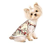 L Pet T-shirt respirant sans manches imprimé Fleurs de cerisier Rouge Petit à Moyen Chat Chiot Yorkshund Bouledogue Français