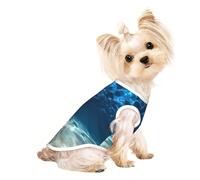 L Pet T-shirt respirant sans manches imprimé océan bleu mer - Petits à moyens chats, chiot, yorkshund, teckel, bouledogue français