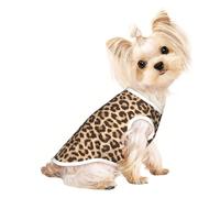 L Pet T-shirt respirant sans manches - Léger et amusant imprimé léopard - Pour chiens de petite et moyenne taille