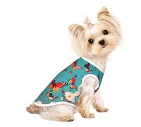 L Pet T-shirt respirant sans manches pour animal de compagnie - Imprimé poule papillon volant parmi fleurs Gilet extensible pour chiens et chats de petite et moyenne taille