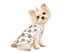 L Pet T-shirt respirant sans manches pour chats et chiens - Débardeur léger imprimé Cookies Nourriture Pépites de chocolat Biscuits avec élastique