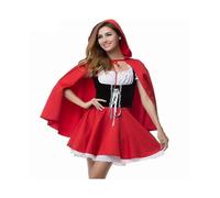(L-Red Riding Hood)Xs-6xl Deluxe Adult Little Red Riding Hood Costume With Cape Women Disguise Halloween Party Princess Fancy Dress