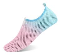 L-RUN Chaussures aquatiques unisexes pour la course, la plongée, le surf, la natation, la plage, le yoga, rose/bleu, 34 EU