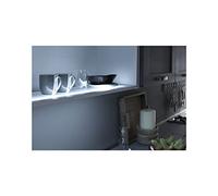 L&S Étagère Murale LED en Verre Paris - Longueur : 562 mm - avec capteur et poignée encastrée intégrée - Blanc Neutre 4000 K - 12 V - 7,5 W - Verre en Aluminium - Effet Acier Inoxydable