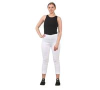L S U Pantacourt d'été pour femme - Pantalon 3/4 extensible - Taille élastique - Pantalon de bureau décontracté, blanc, 36