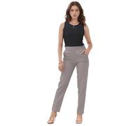 L S U Pantalon pour femme extensible léger finement cousu demi-élastique à tirer vers le haut - Pantalon de travail formel, beige, 44 Taille courte