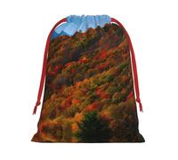 L Sac de Noël avec cordon de serrage - Réutilisable Blue Ridge Parkway Mountains Print Sacs de fête de Noël, cadeaux de mariage, sacs d'anniversaire
